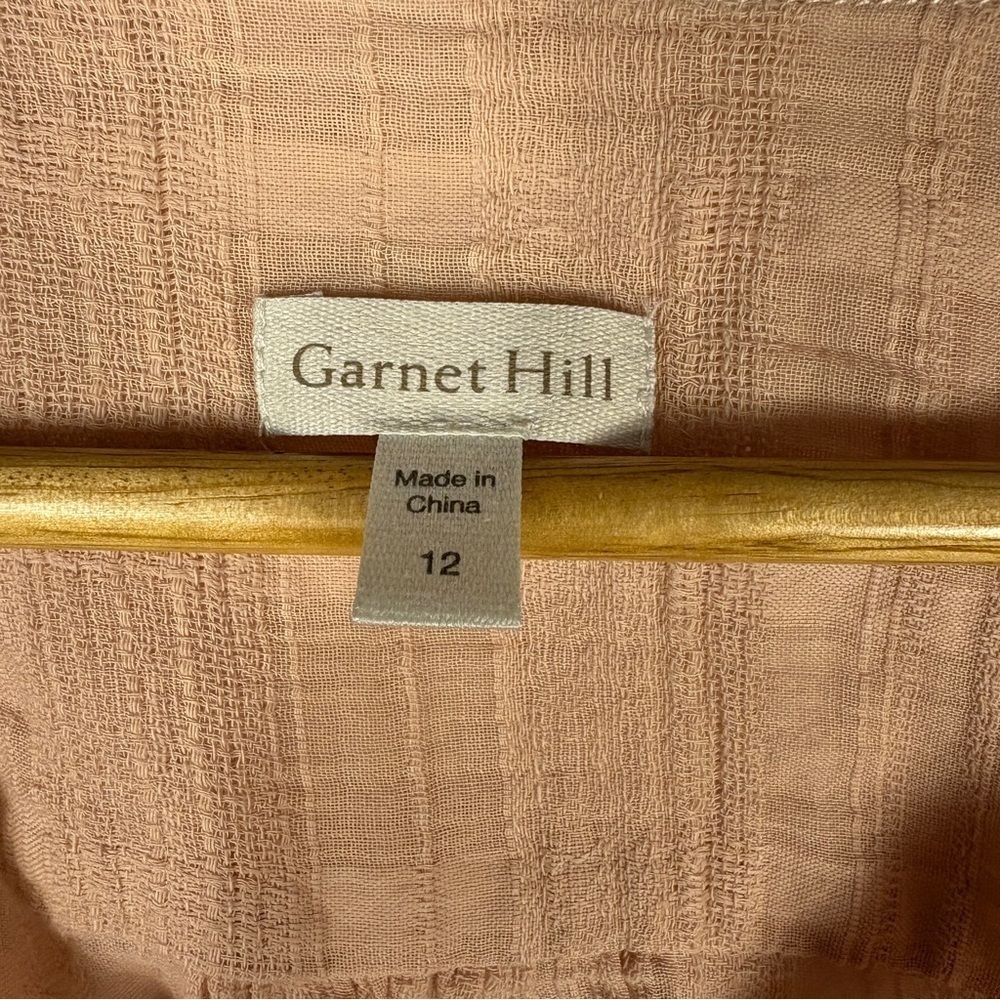 Garnet Hill Tie Sleeve V-Neck Blouse Pink Sheer Cottagecore Peasant - Picture 5 of 6